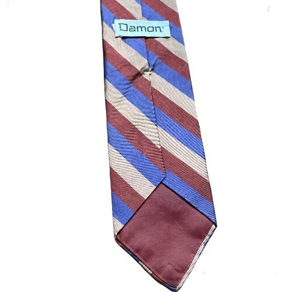 DAMON Vintage Silk Diagonal Striped Purple Pink Blue Tie 57 x 3 inches - Picture 6 of 12